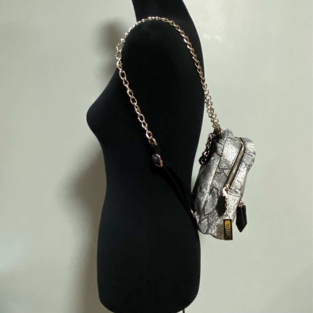 Guess Mini Petite Backpack Chain Strap Snake Print Faux Leather - Picture 3 of 8